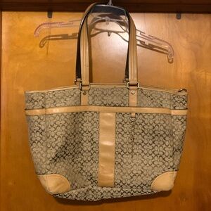 Coach Tan Double Strap Multi Pocket Tote Purse